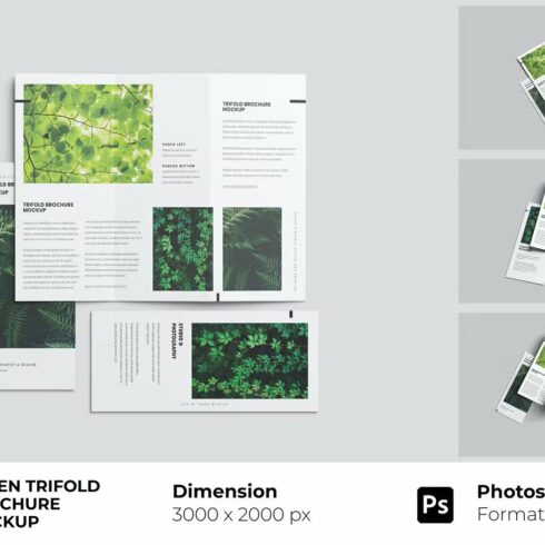 Green Trifold Brochure Mockup cover image.