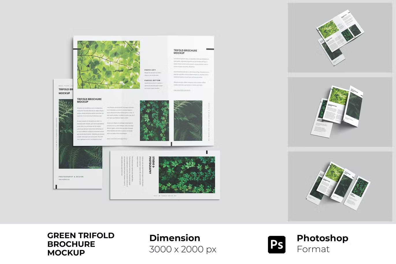 Green Trifold Brochure Mockup cover image.