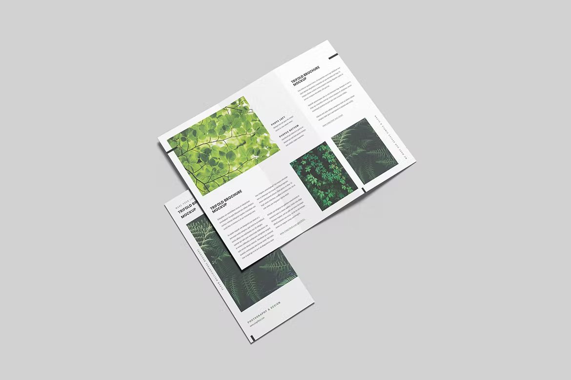 Green Trifold Brochure Mockup preview image.