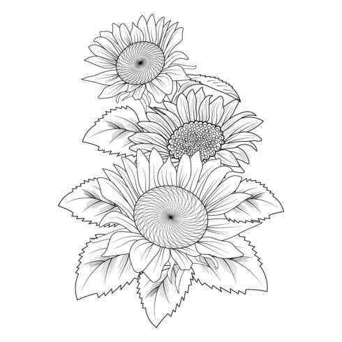 sunflower, sunflower drawing, sunflower drawing for kids, small sunflower drawing for kids, small sunflower drawing tattoo, sunflower tattoo black and white, black and white vintage sunflower tattoo, sunflower bouquet drawing, sketch sunflower bouquet drawing cover image.