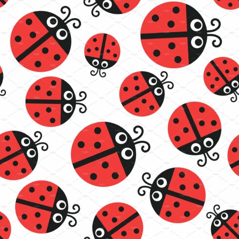Ladybug pattern, seamless ornament cover image.