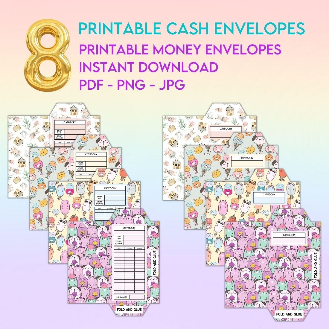 8 Printable Cash Envelopes #1 cover image.