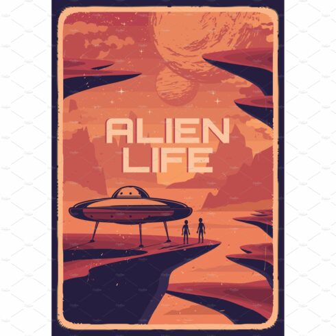 Alien life in space vintage poster cover image.