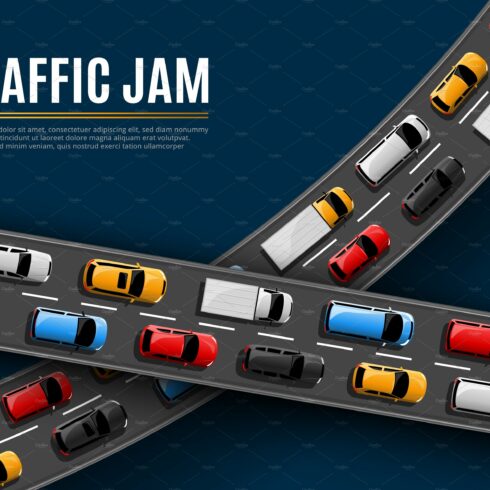 Traffic jam with cars on road cover image.