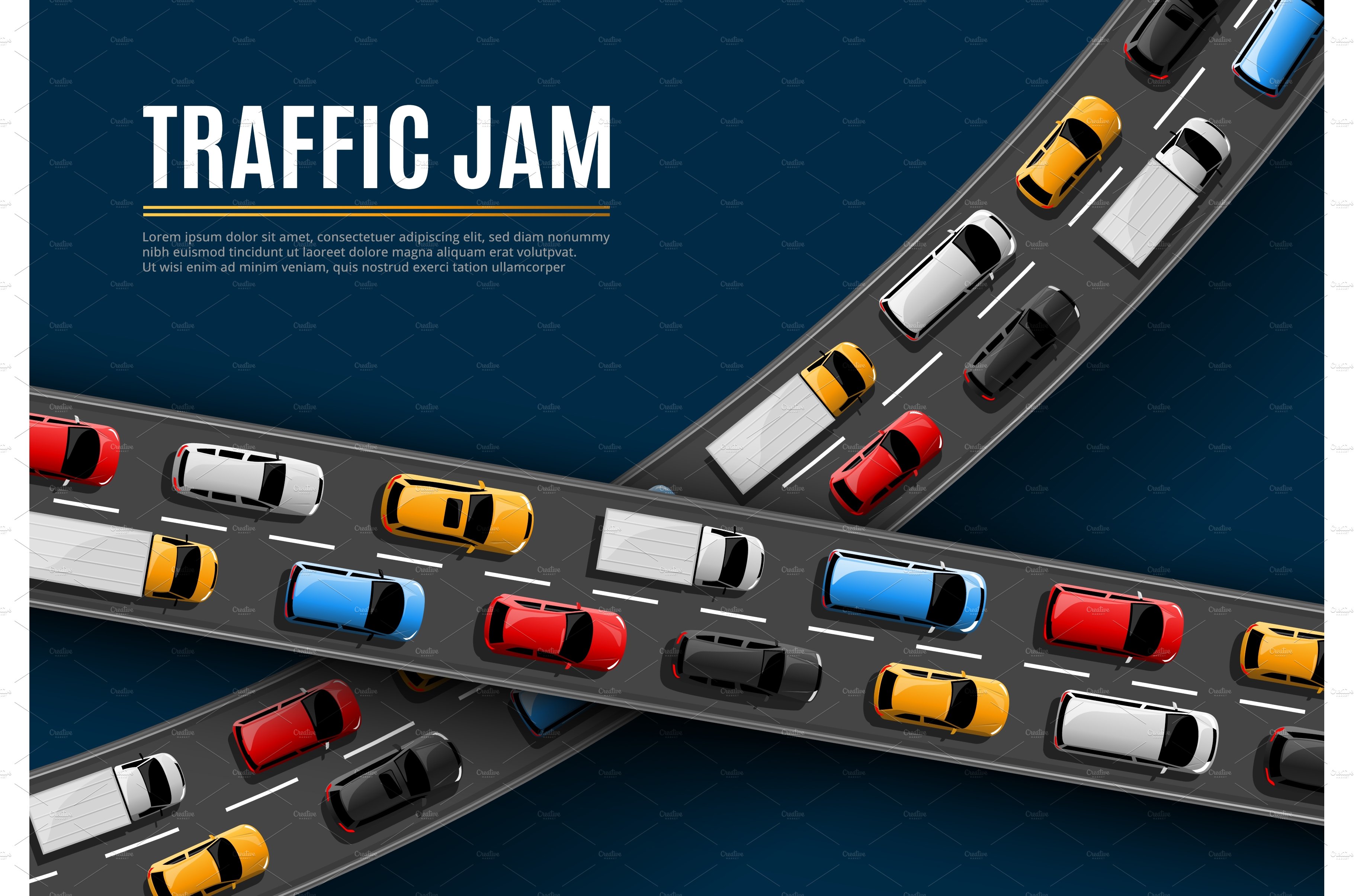 Traffic jam with cars on road cover image.