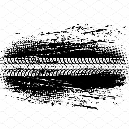 Tire track of offroad car, grunge cover image.