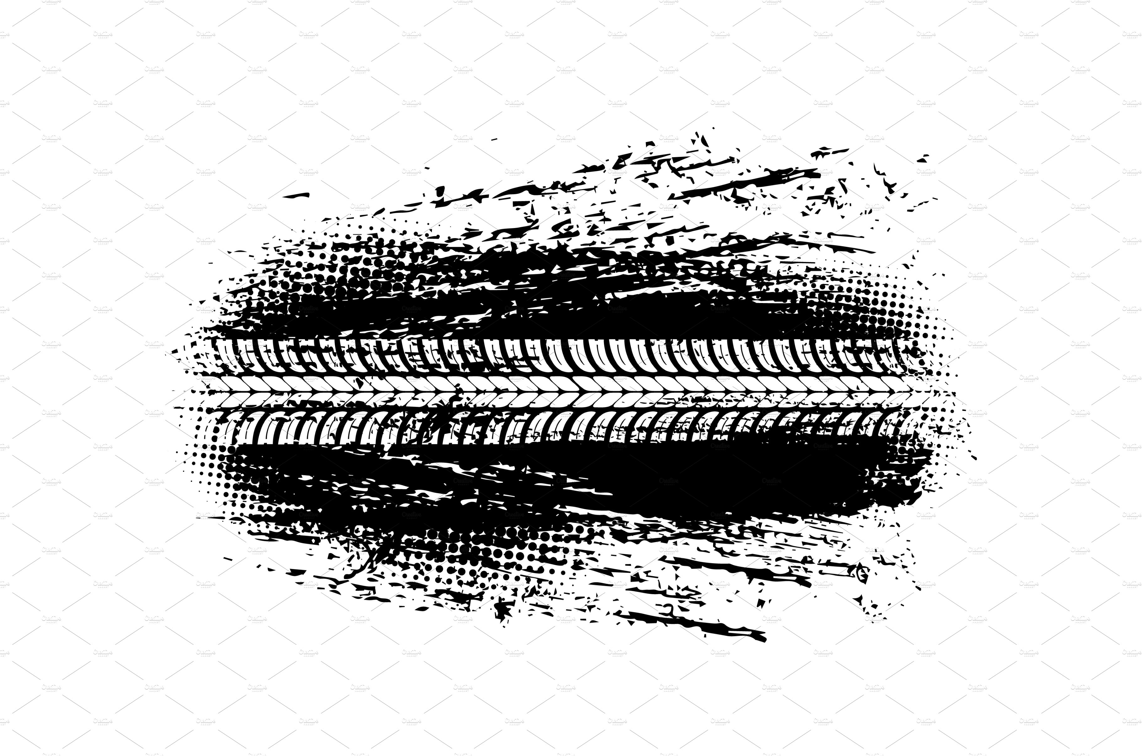 Tire track of offroad car, grunge cover image.