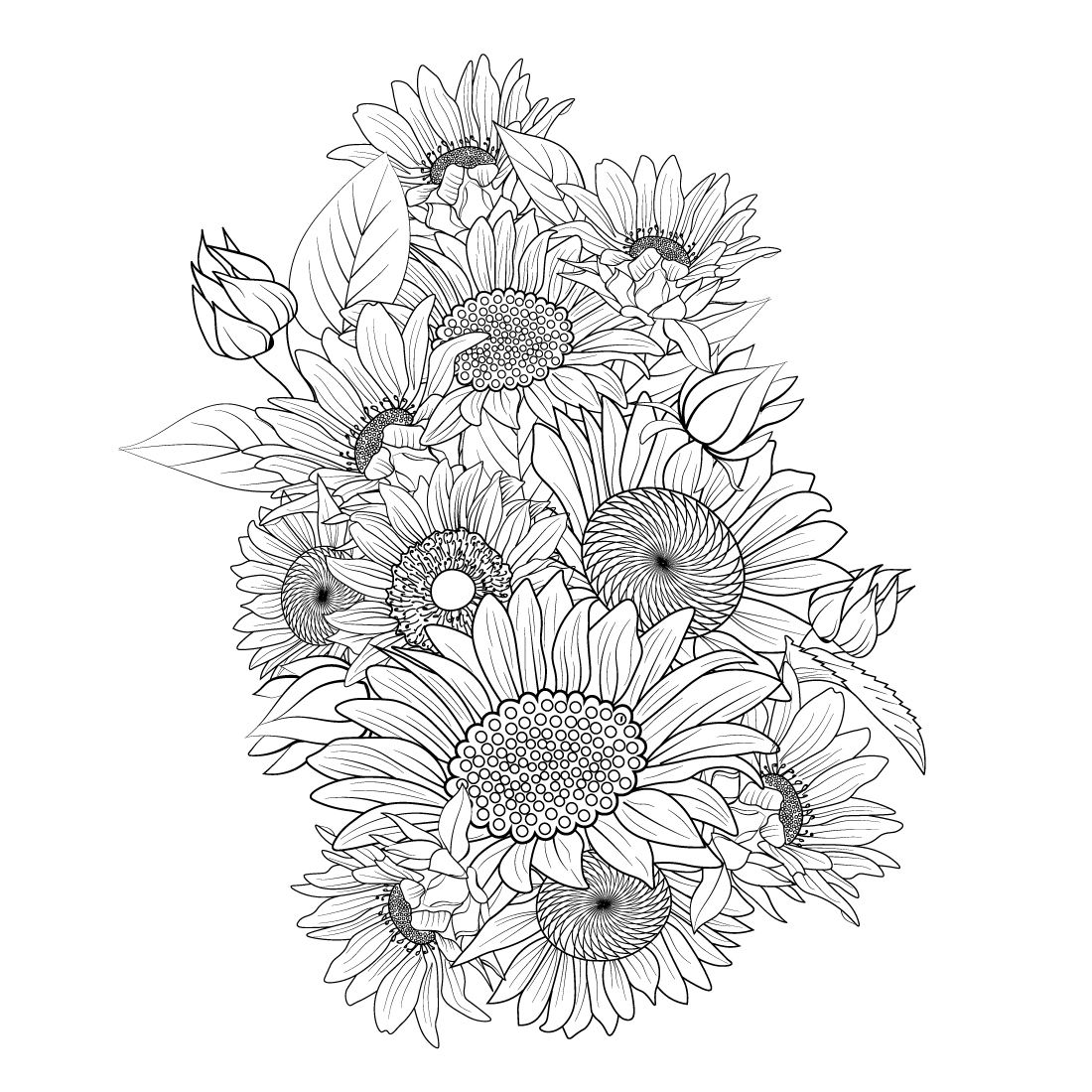 small sunflower drawing tattoo, sunflower tattoo black and white, black and white vintage sunflower tattoo, realistic black and grey sunflower tattoo, outline sunflower tattoo drawing, line drawing outline sunflower, stencil sunflower tattoo outline preview image.