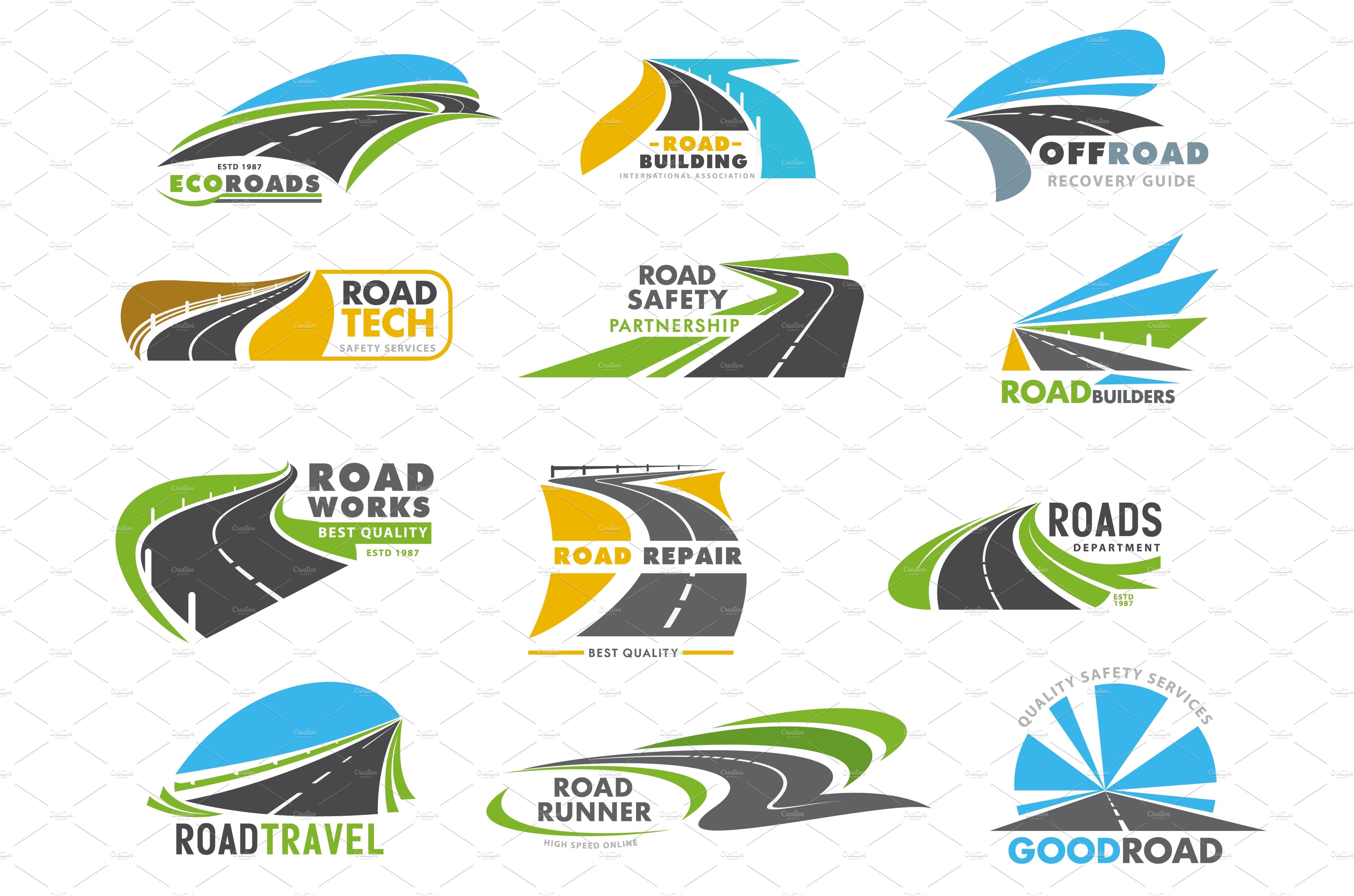 Highway, road, driveway icons cover image.