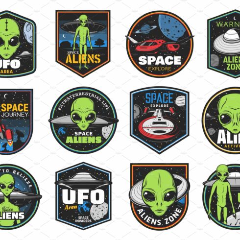 Aliens, ufo area, space shuttles cover image.