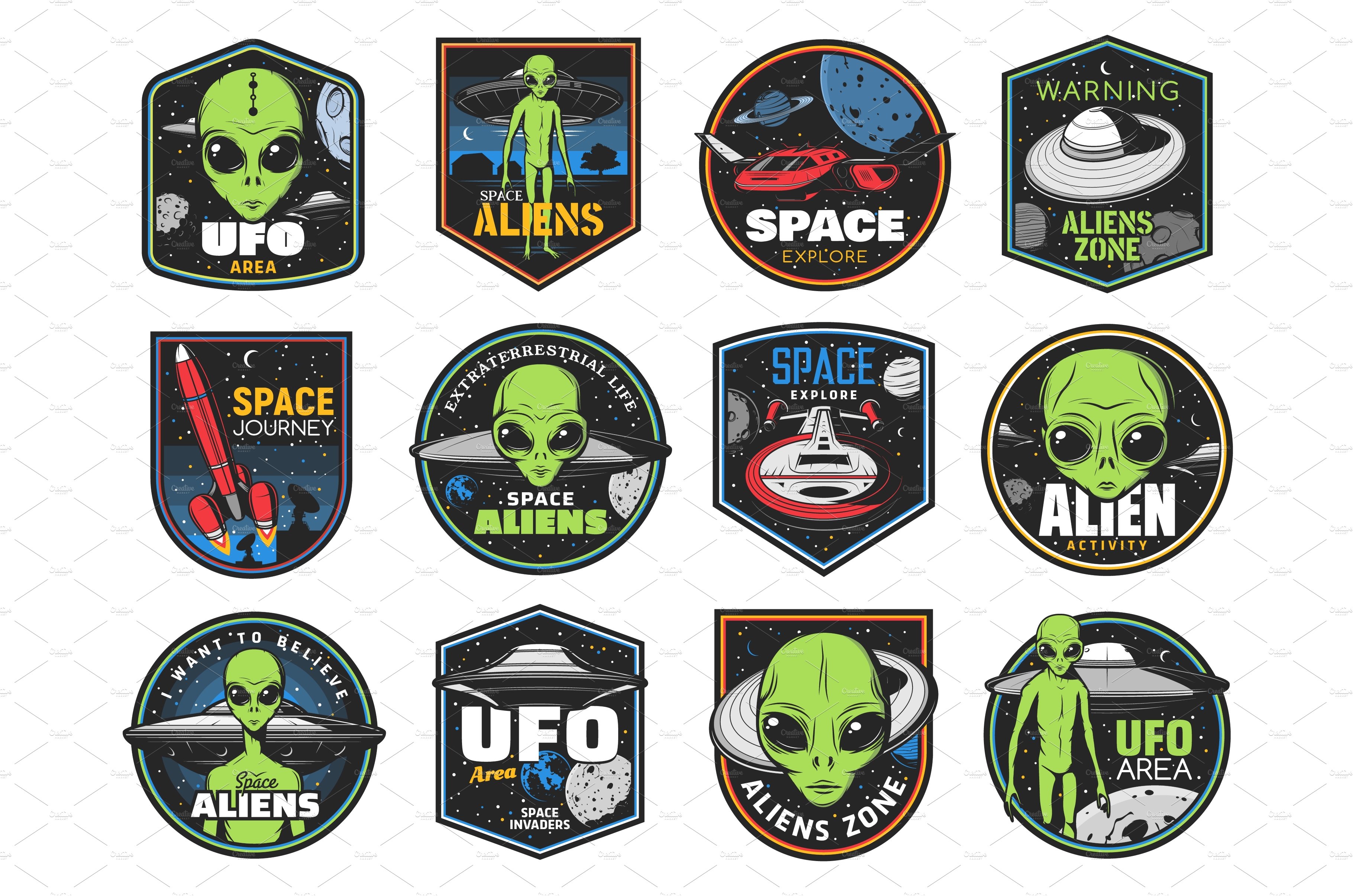 Aliens, ufo area, space shuttles cover image.