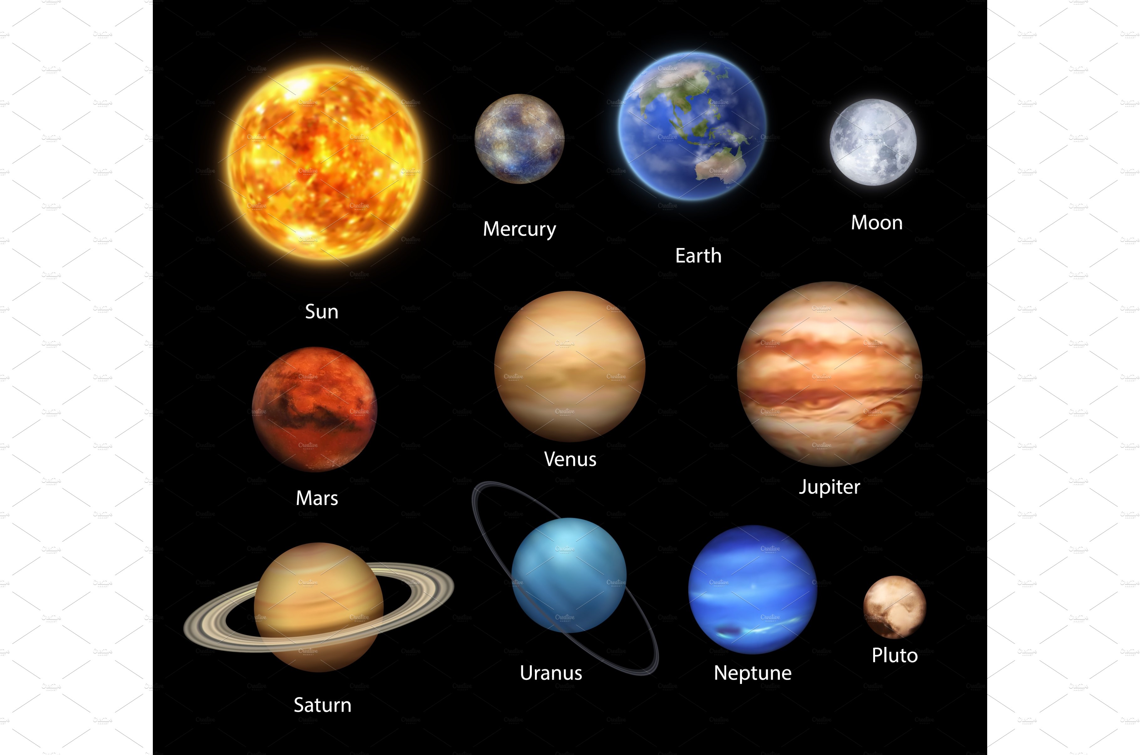 Planets of Solar System, space cover image.