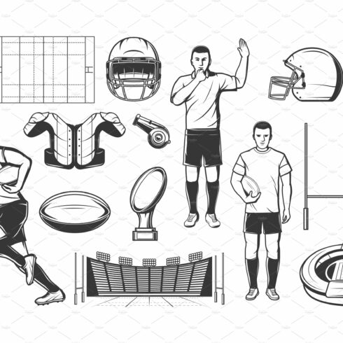 Rugby sport game players, items cover image.