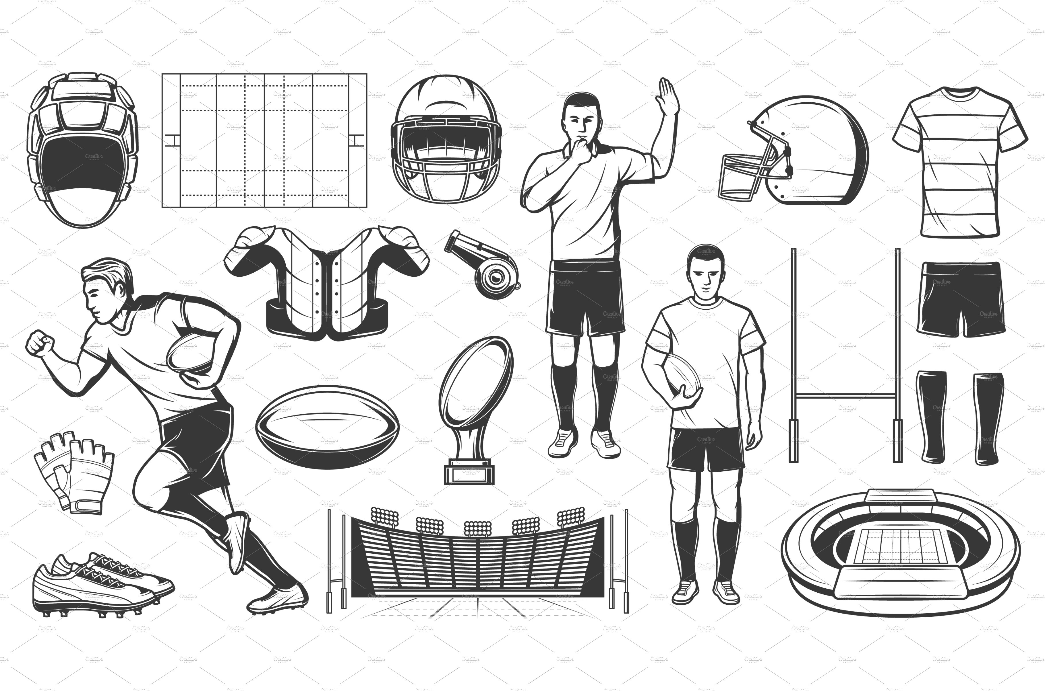 Rugby sport game players, items cover image.