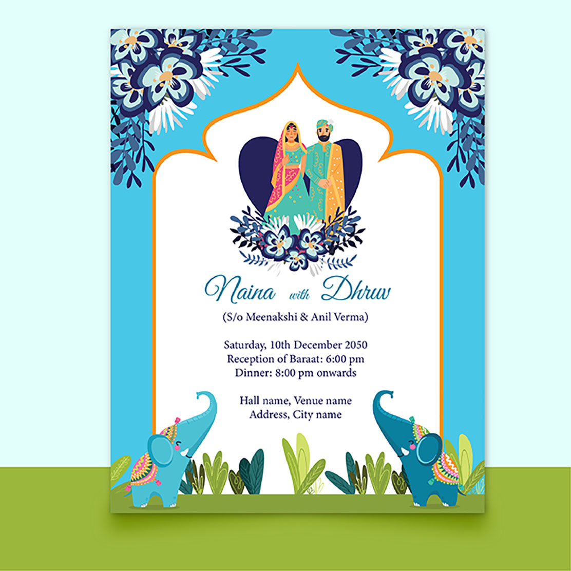 indian invitation wedding card preview image.