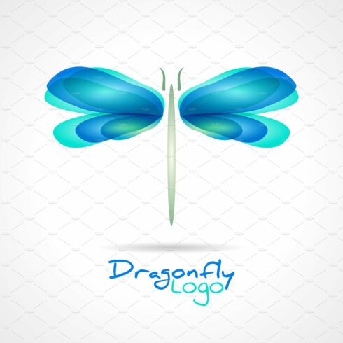 Dragonfly flat icon with soft cover image.