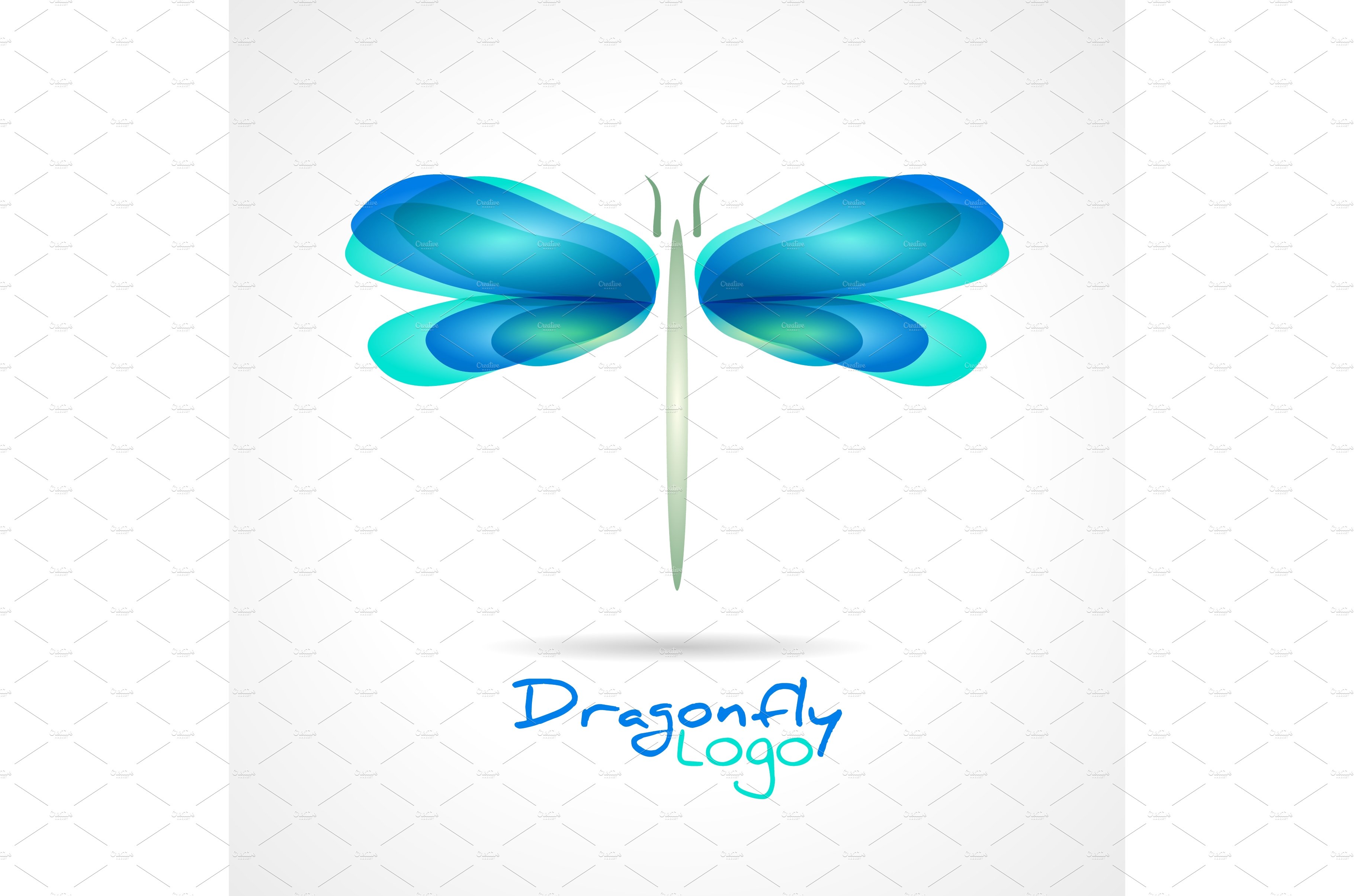 Dragonfly flat icon with soft cover image.