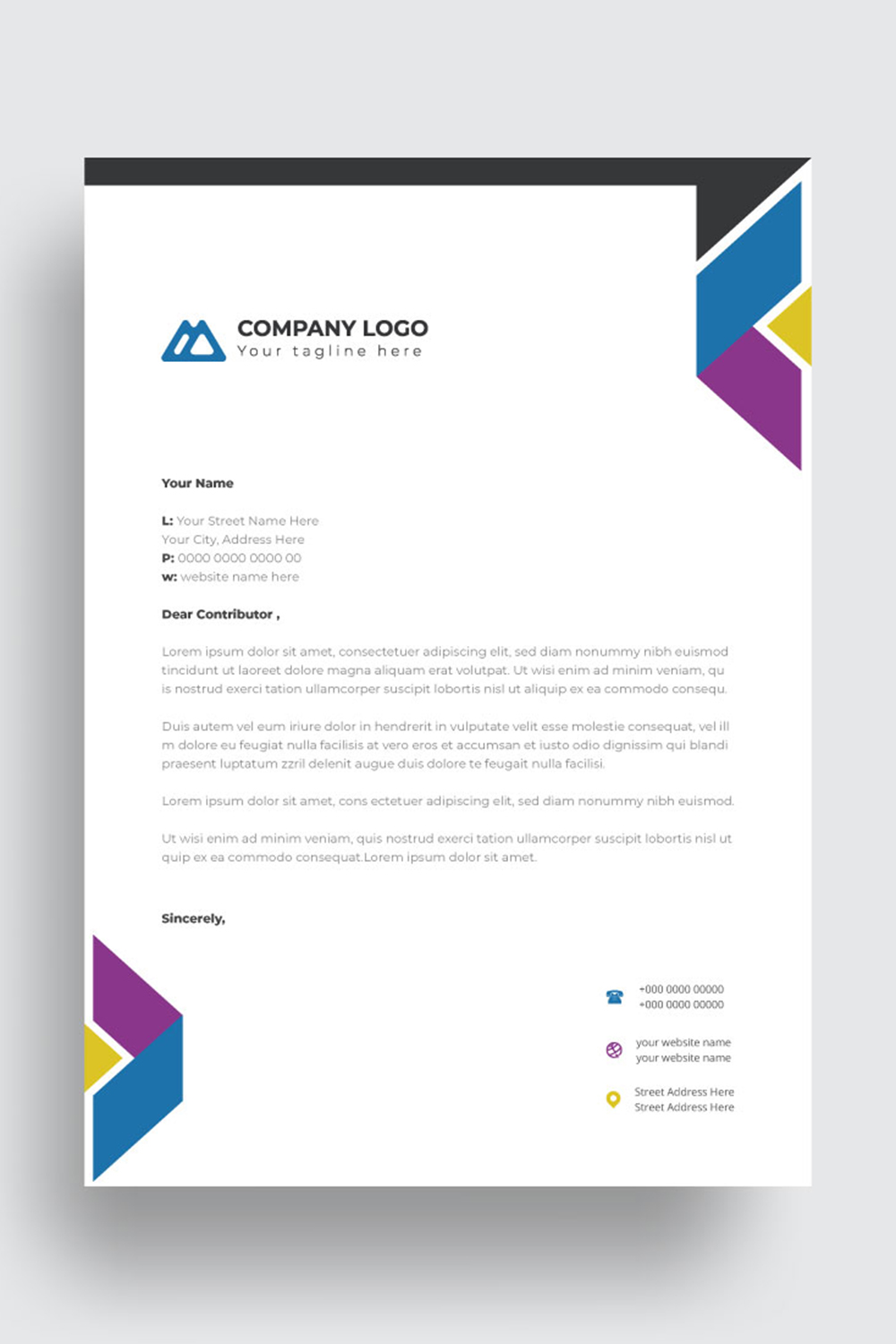 letterhead business corporate template design pinterest preview image.