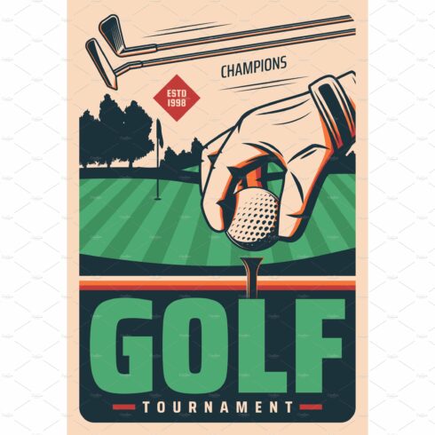 Golf tournament vector poster cover image.