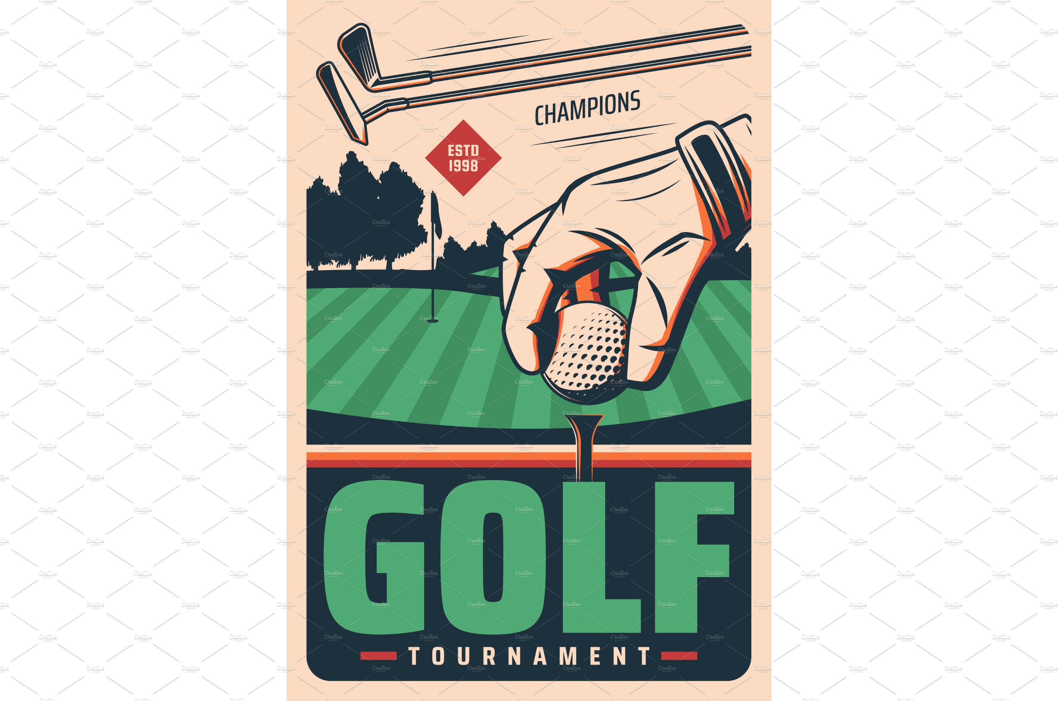 Golf tournament vector poster cover image.