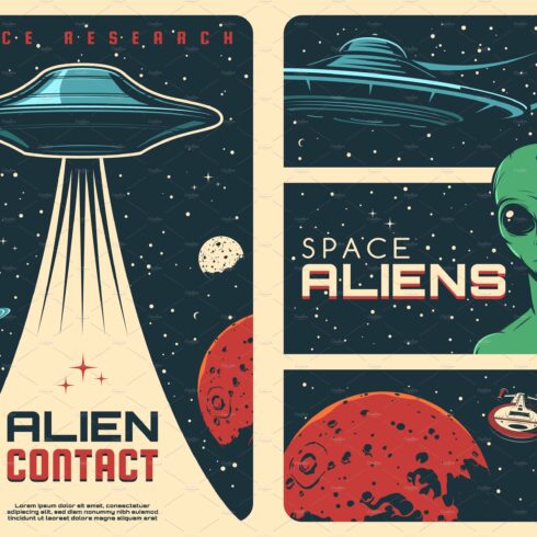 Alien contact, UFO spaceship cover image.