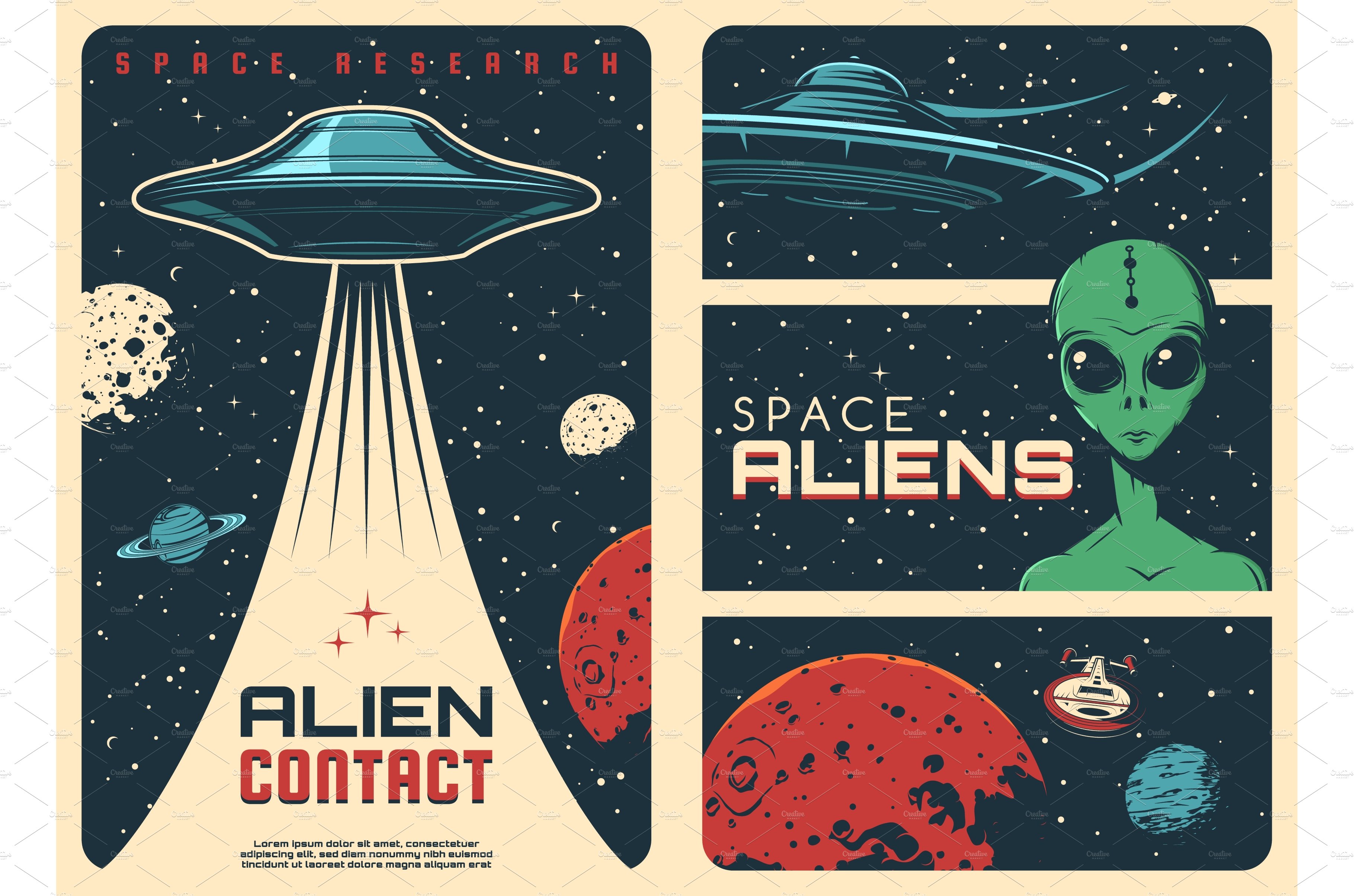 Alien contact, UFO spaceship – MasterBundles