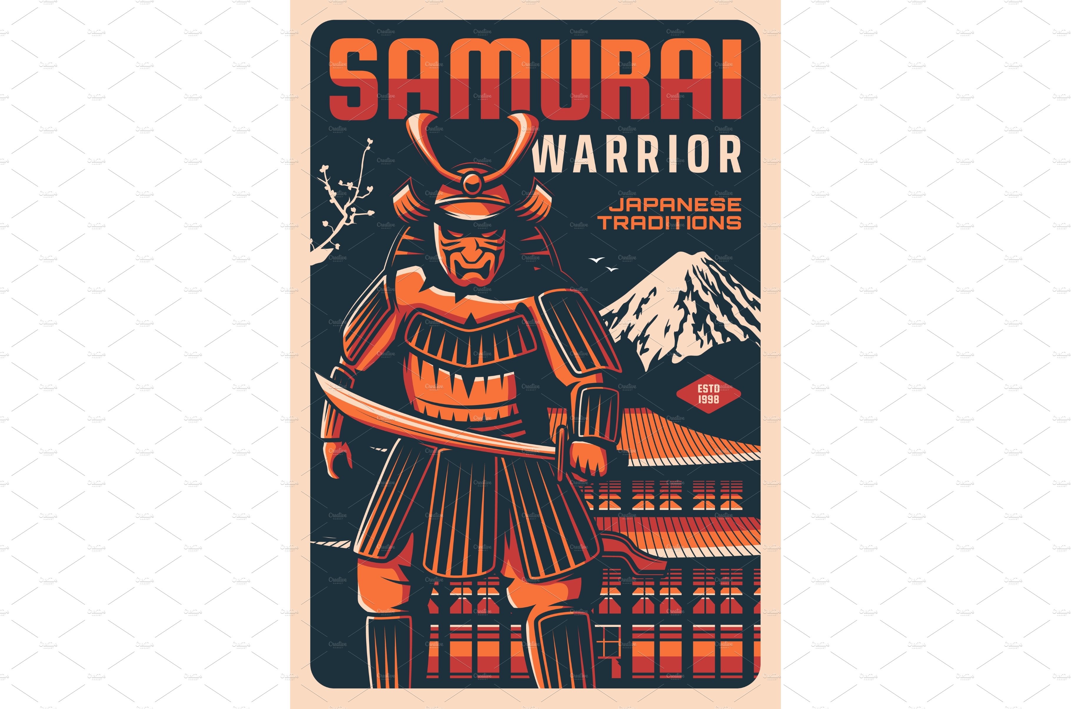 Samurai with sword, warrior cover image.