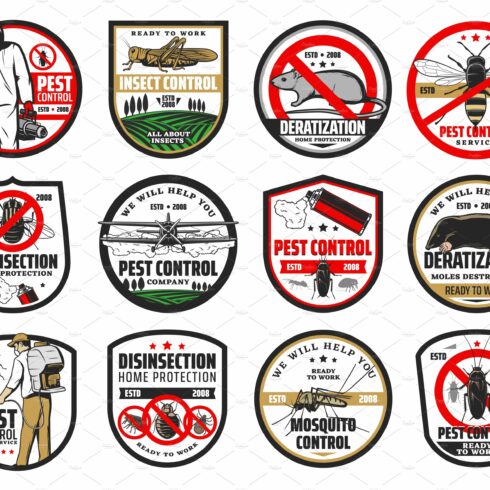 Pest control icons. Bugs and insects cover image.