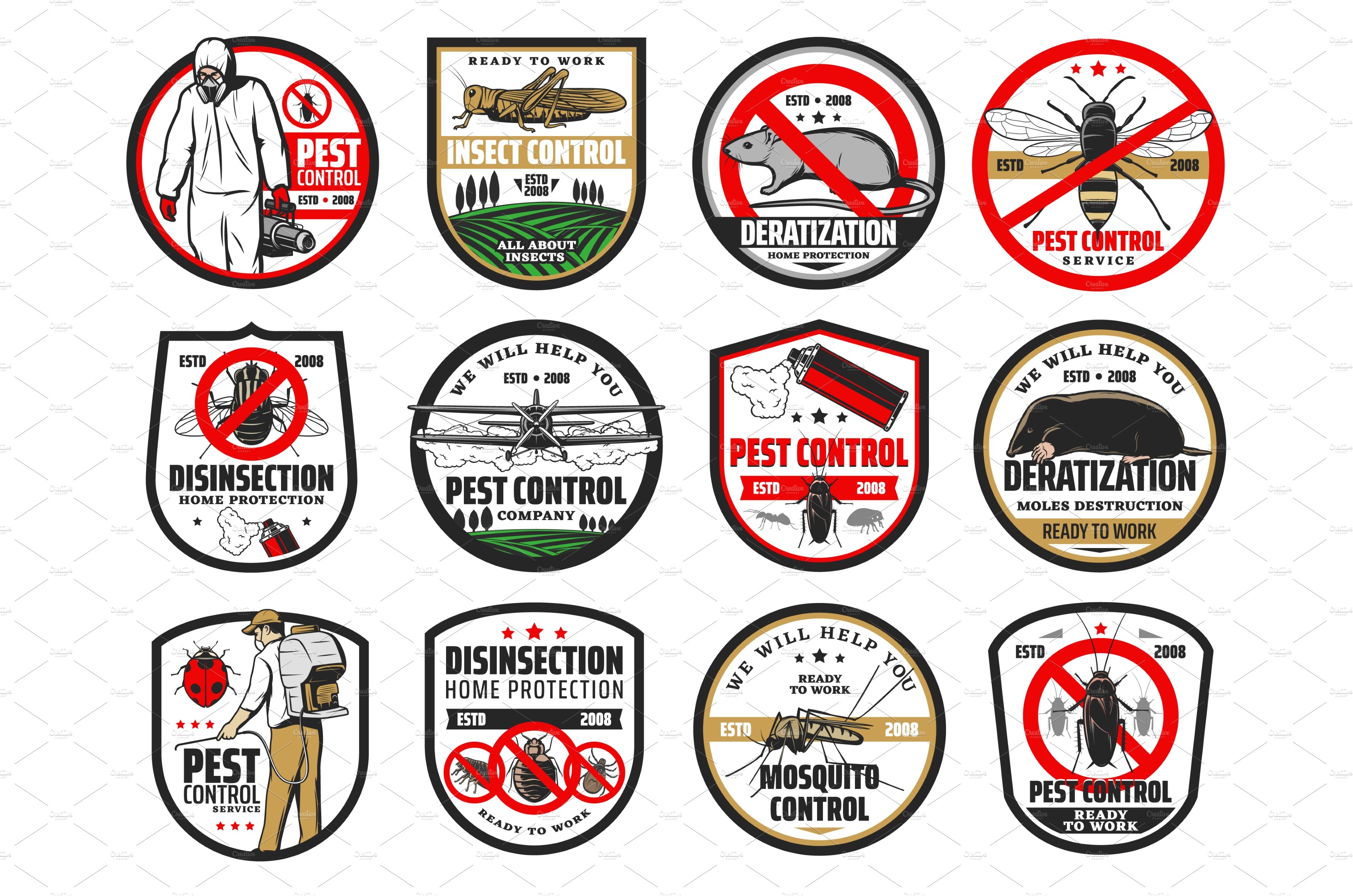 Pest control icons. Bugs and insects cover image.