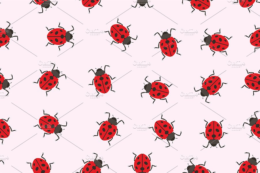 Seamless pattern ladybug cover image.