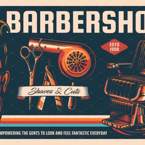 Barber shop haircut, beard shave cover image.