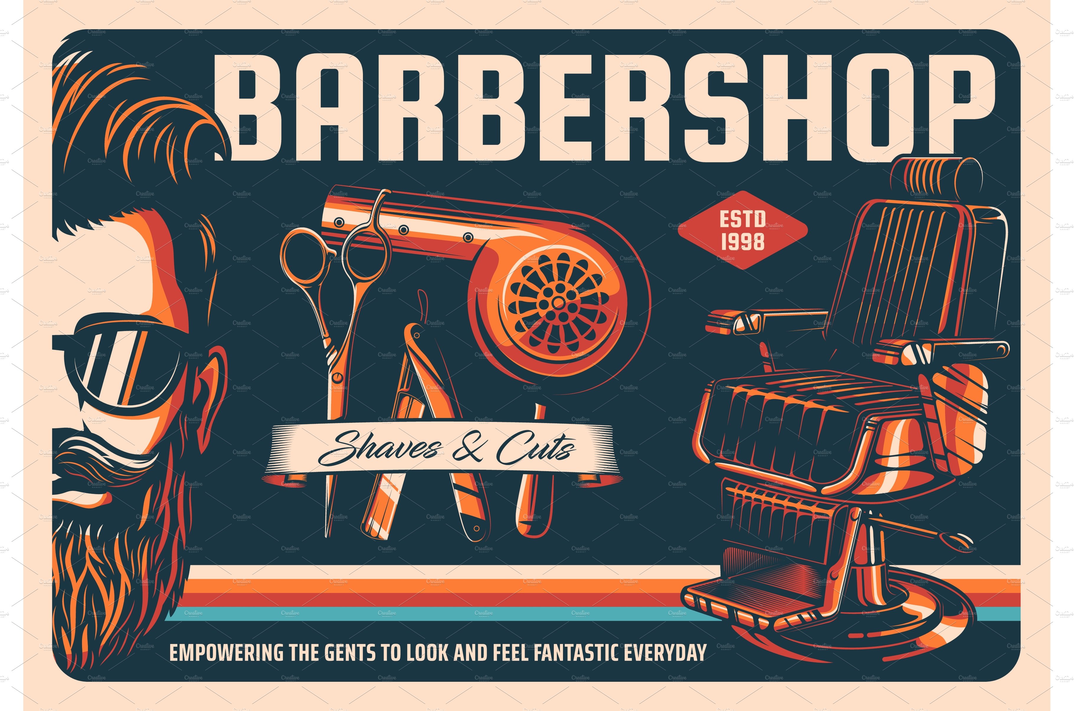 Barber shop haircut, beard shave cover image.