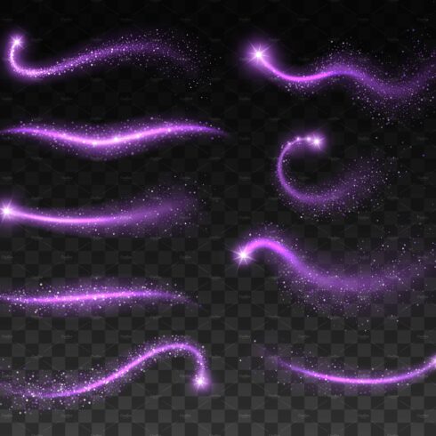 Purple sparks, glitter waves cover image.