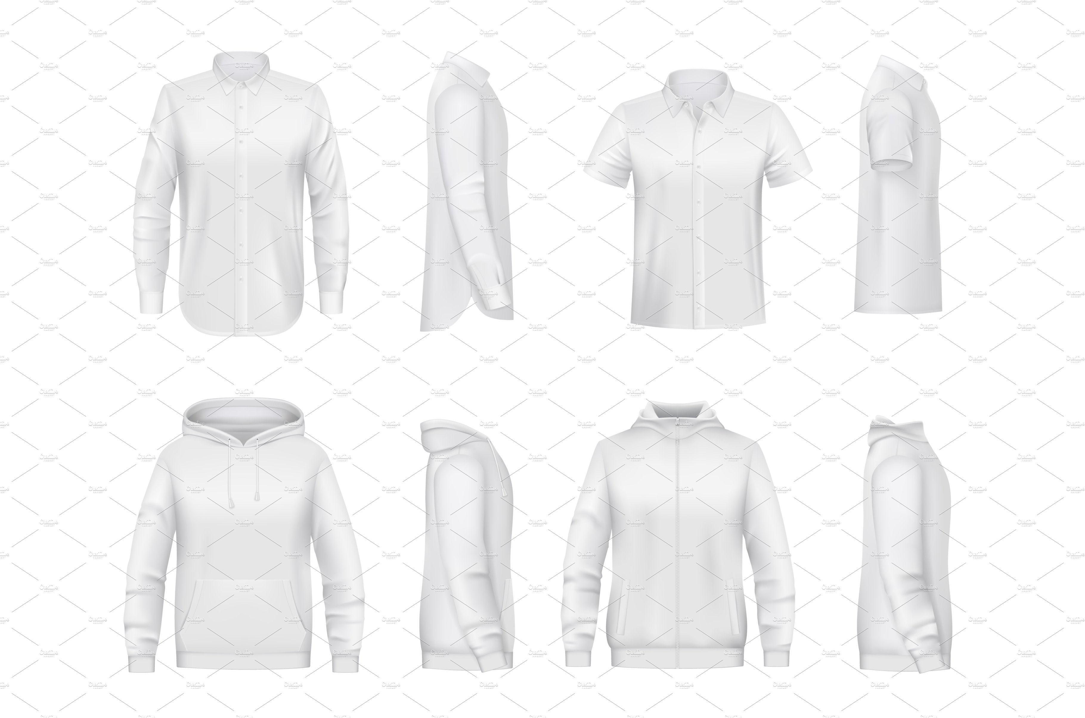 Man clothing, white shirt and hoodie cover image.