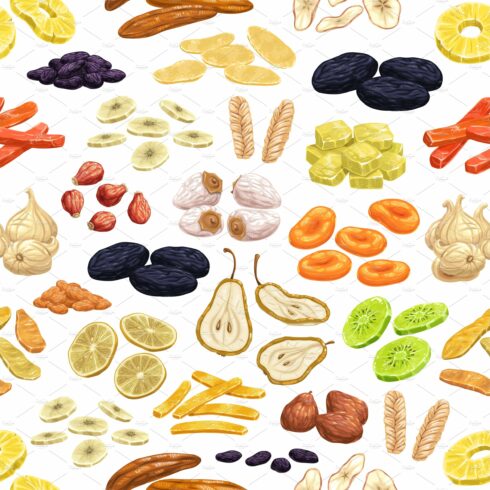 Dried fruits seamless pattern cover image.