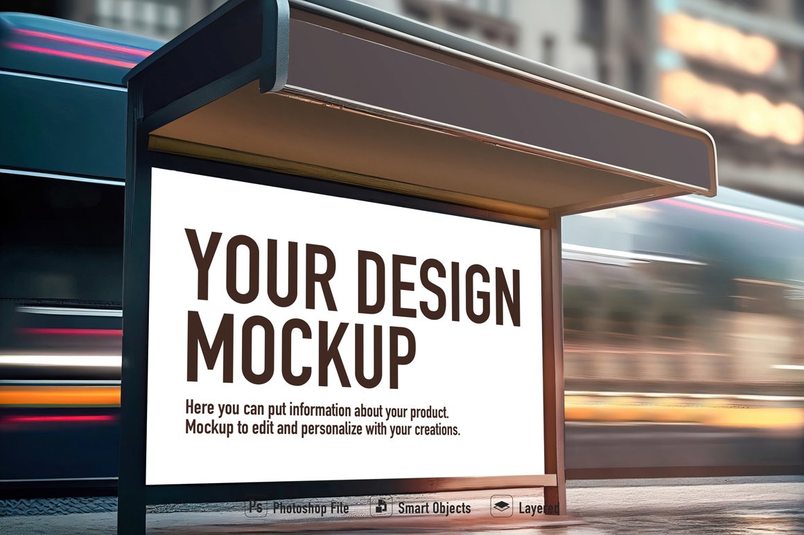 Advertising banner at the bus stop cover image.