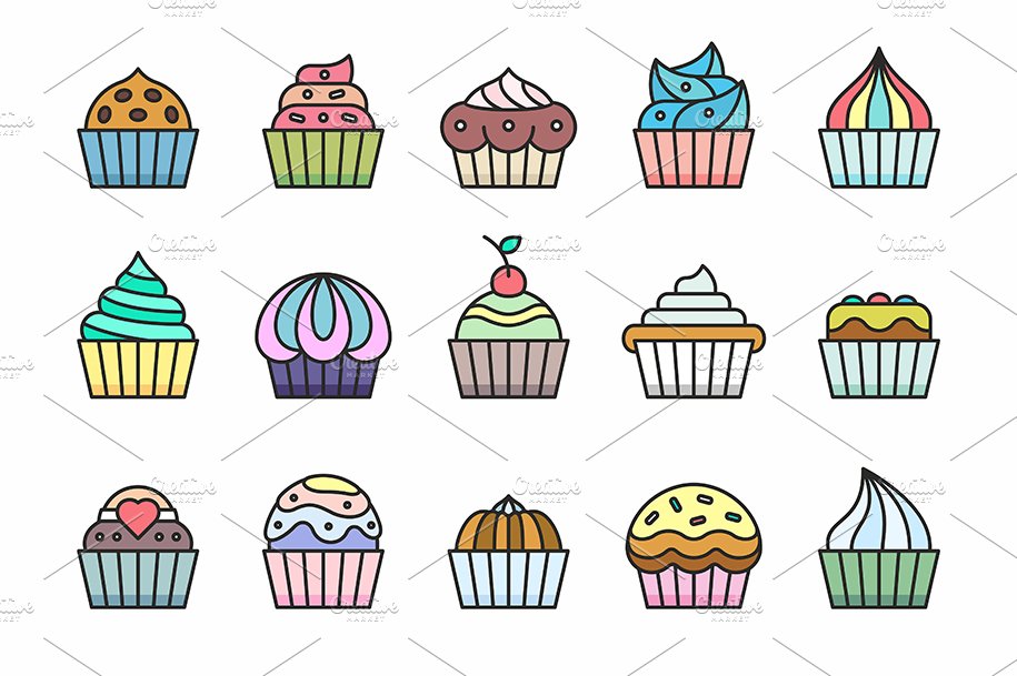Cupcakes Set + pattern preview image.