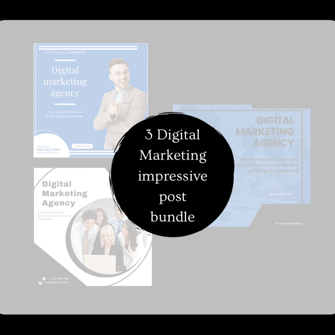 Digital marketing agency, social media / instagram post template design preview image.
