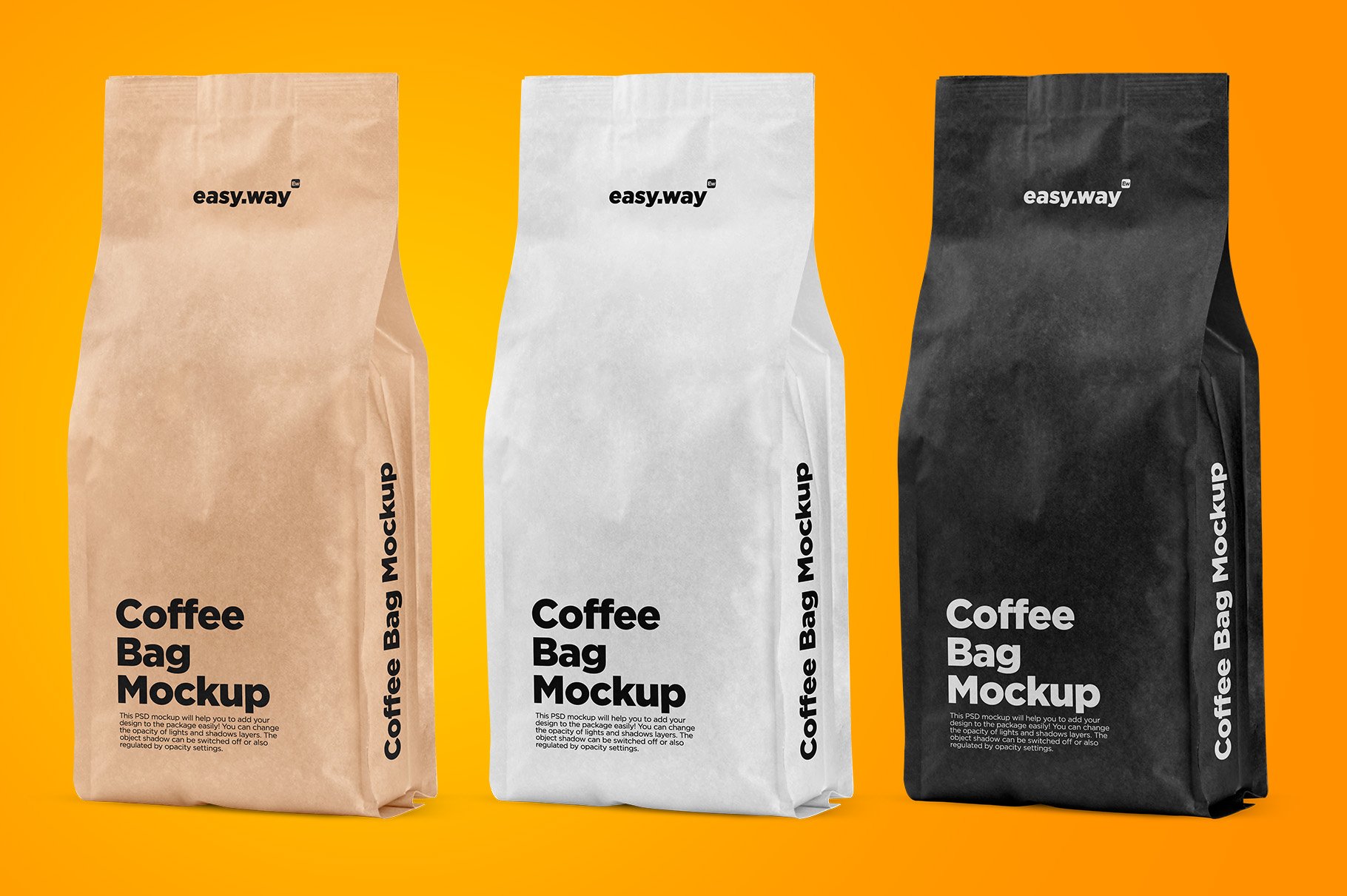 Paper Coffee Bag PSD Mockup preview image.