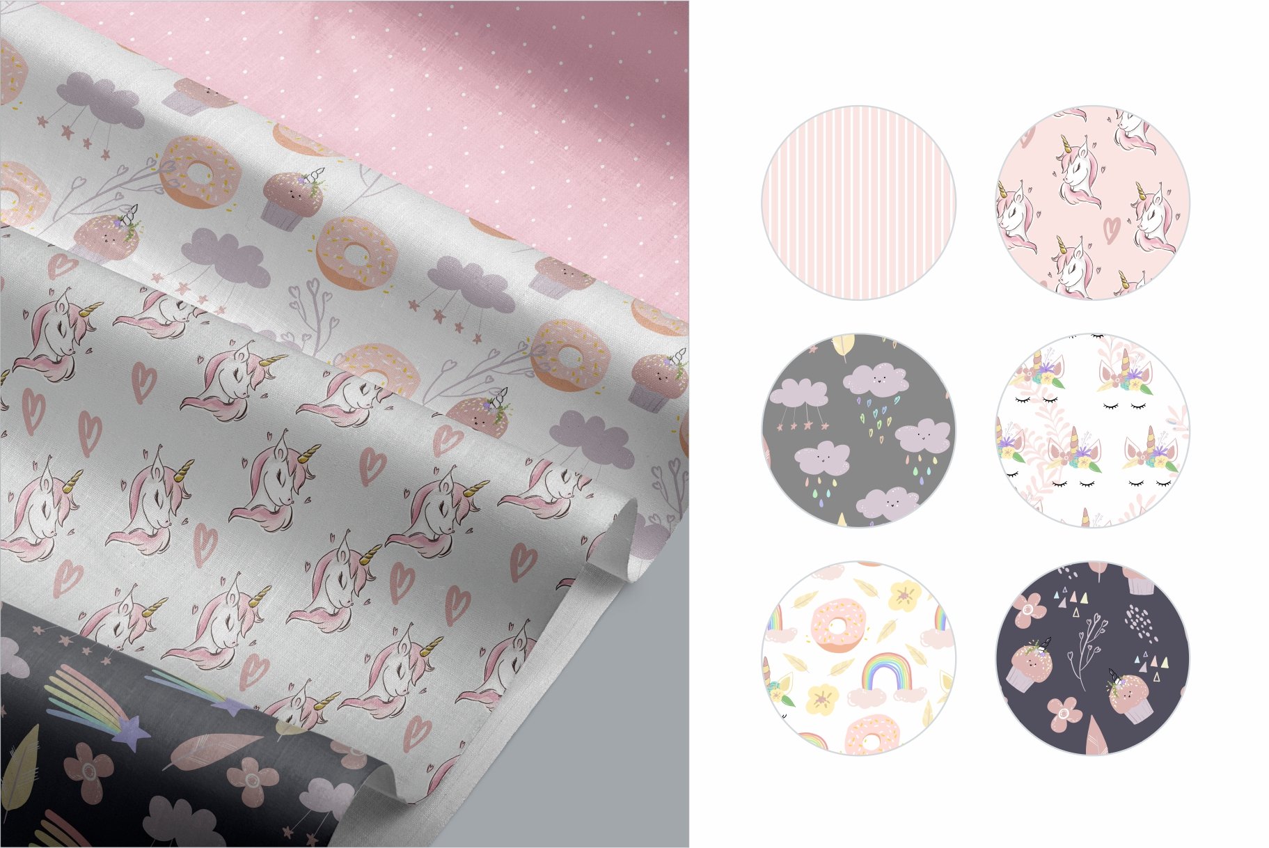 Unicorn patterns. Digital papers preview image.