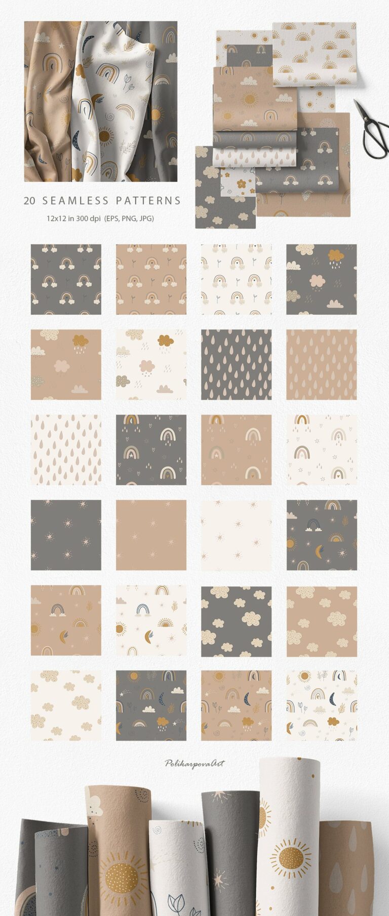 BOHO Rainbow clipart and patterns – MasterBundles