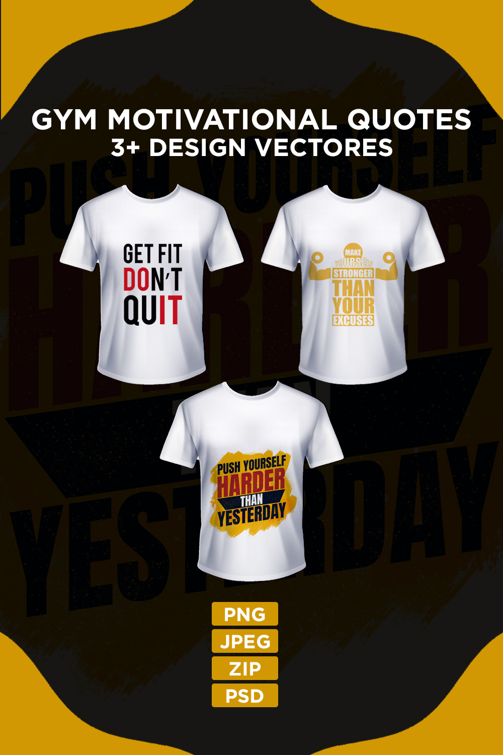 GYM Motivation T-Shirt Design vectors pinterest preview image.