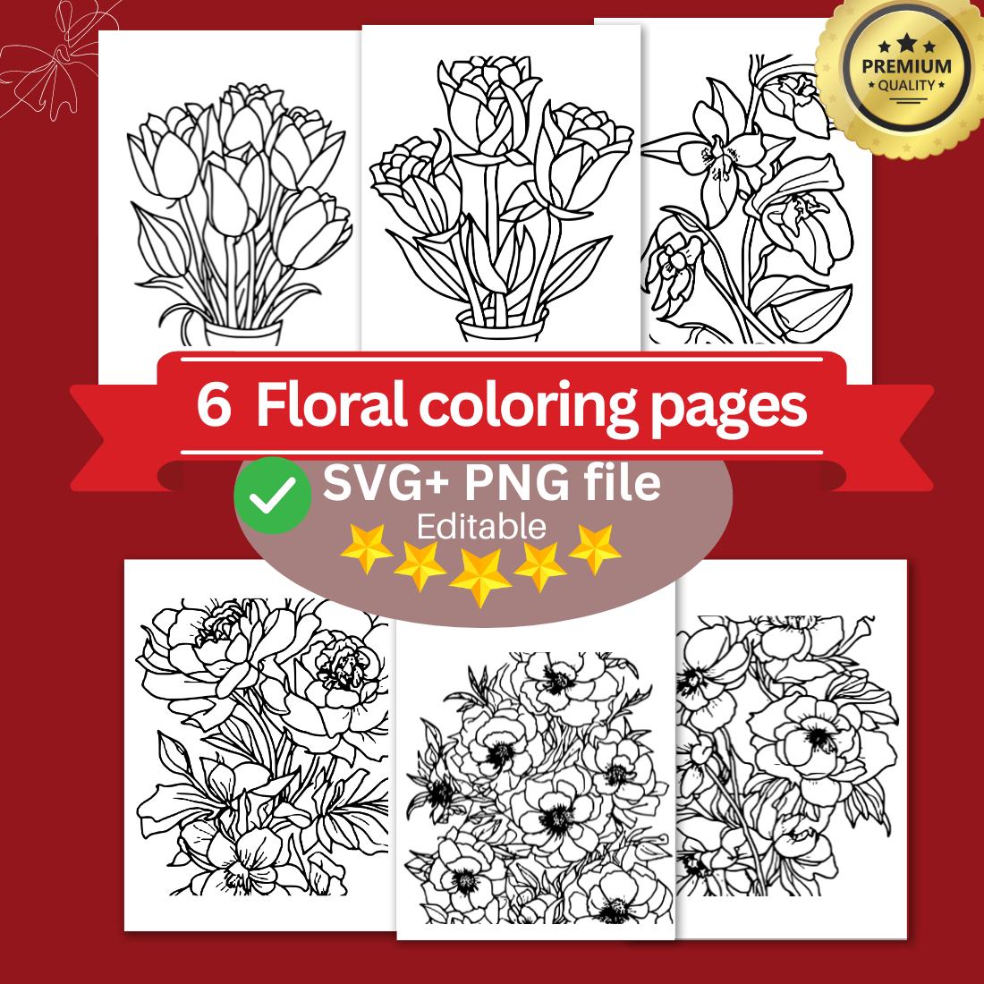 floral coloring book pages