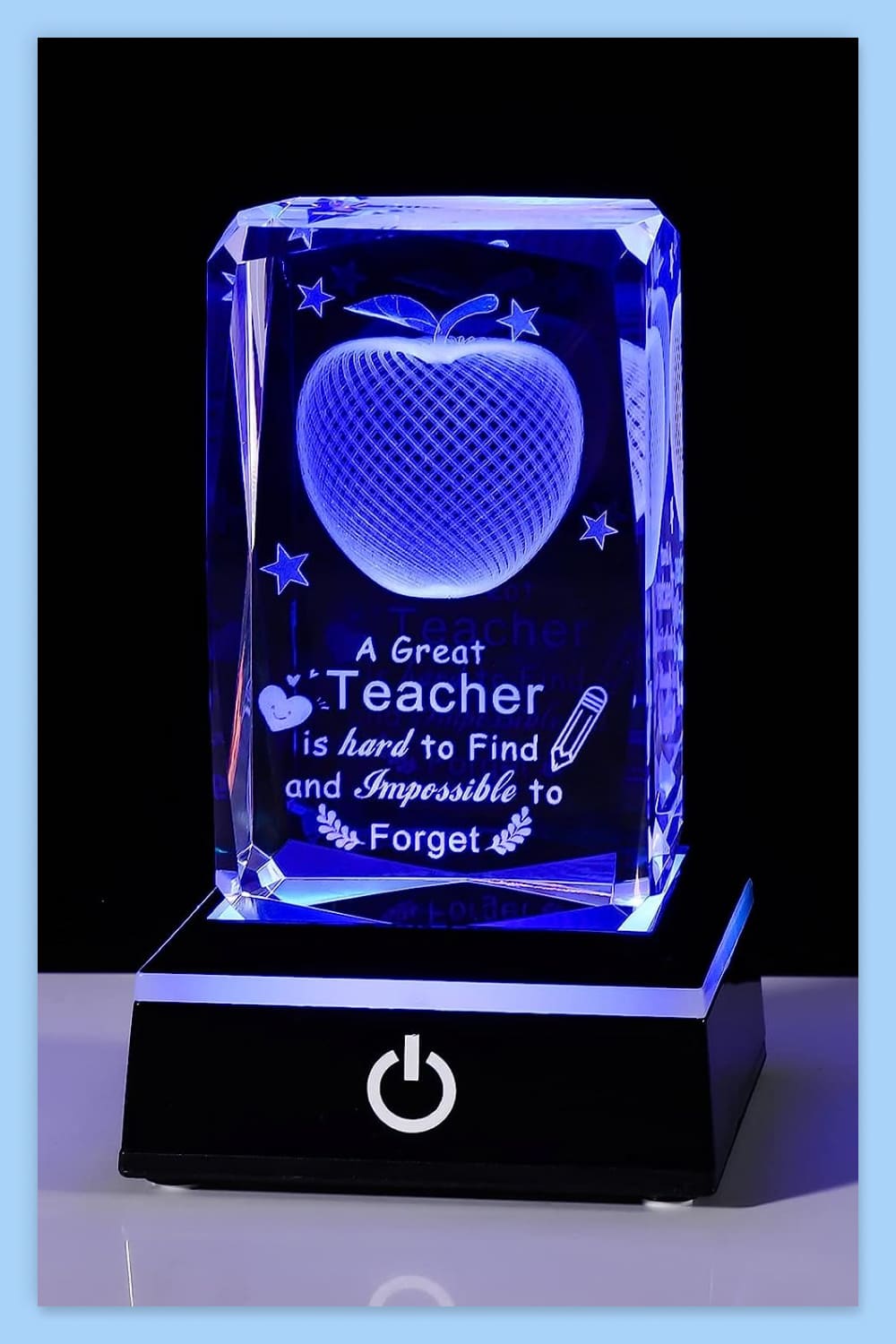 3D Crystal Engrave Apple with Base.