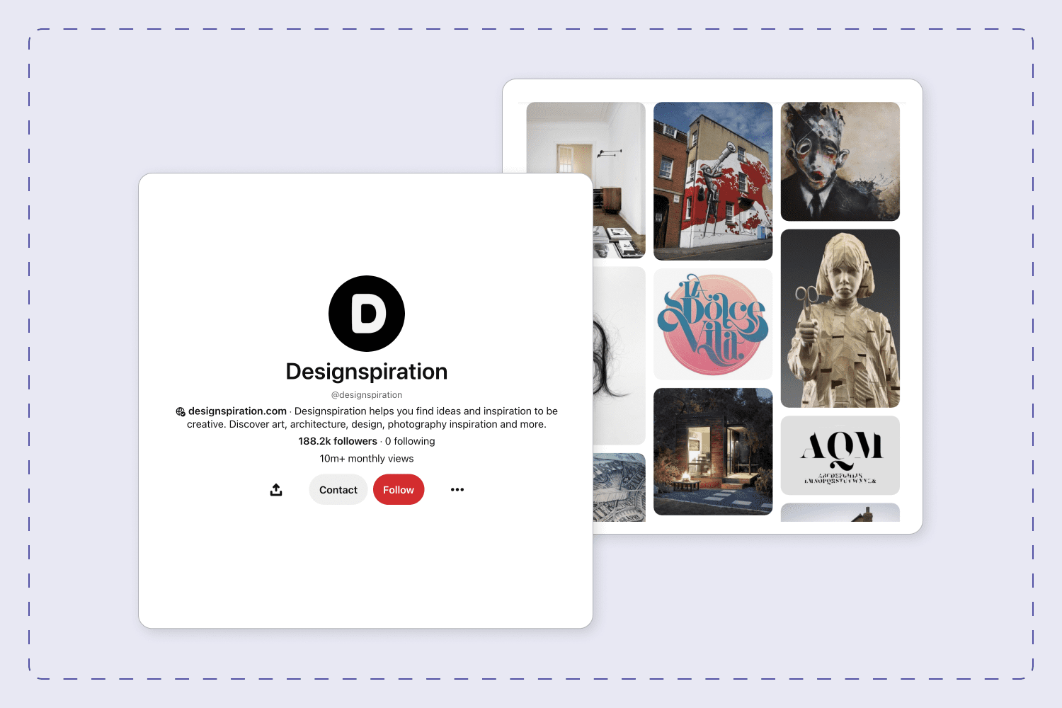 Collage of Designspiration account pages on Pinterest.