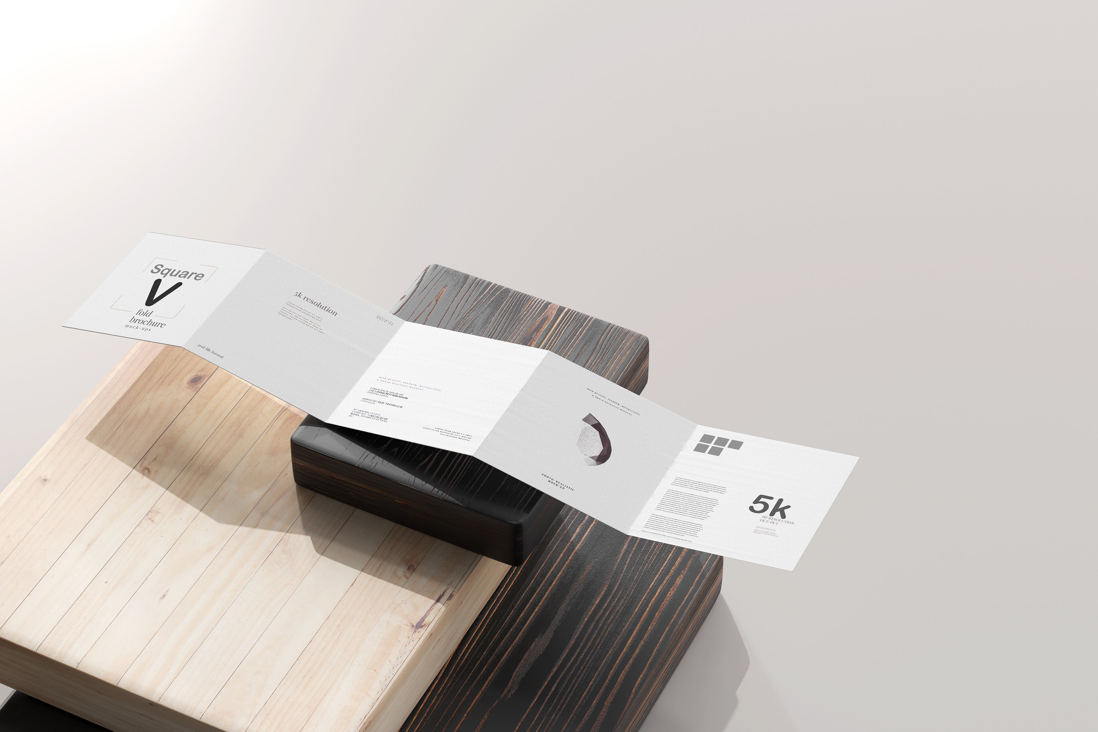 Square Five-Fold Brochure Mockup preview image.