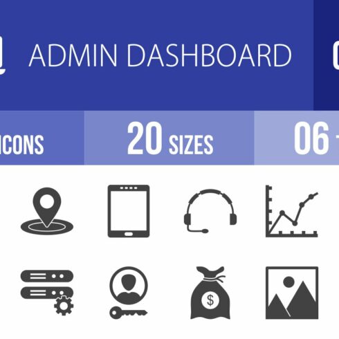 48 Admin Dashboard Glyph Icons cover image.