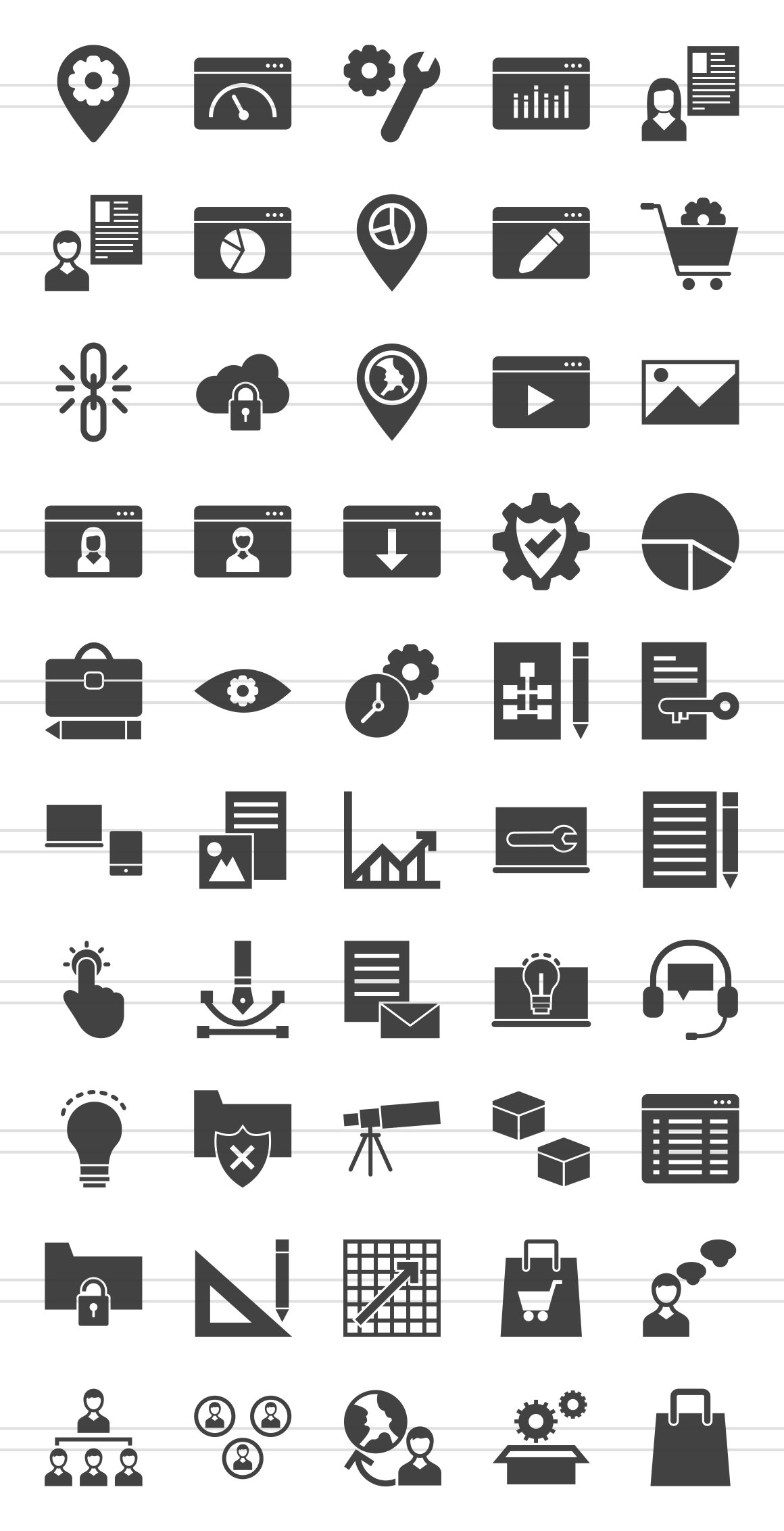 50 Web Glyph Icons preview image.