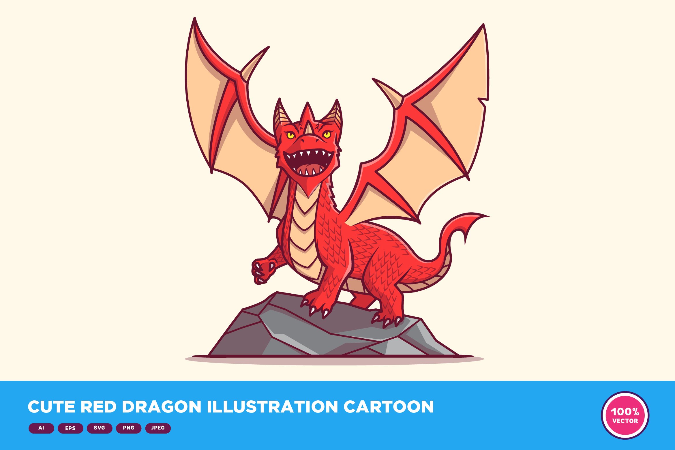 Cute Red Dragon Illustration Cartoon cover image.