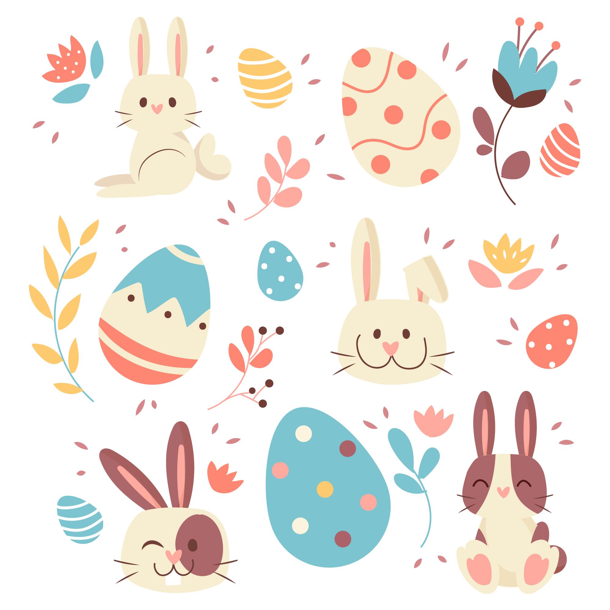 Free vector flat Easter element collection preview image.